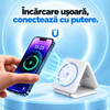 Stație Magnetică 3 în 1 pentru Încărcarea Telefonului, Ceasului și Căștilor