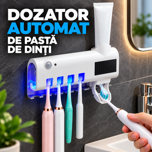 Suport Inteligent de Baie pentru Periuțe, Pastă și Sterilizare UV