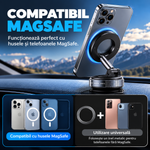 Suport Magnetic Reglabil pentru Telefon cu Bază Vacuum