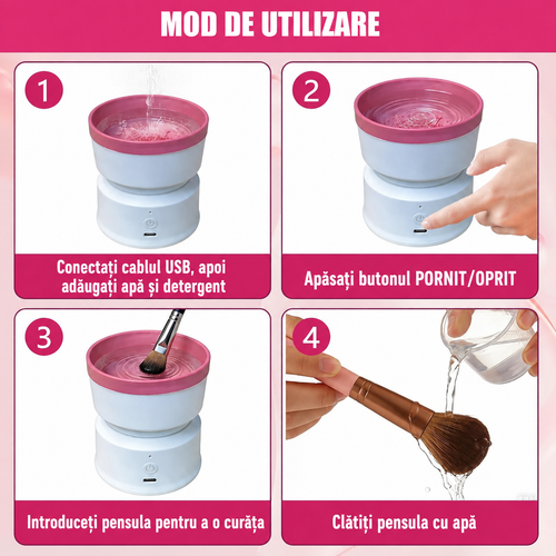 Aparat Electric De Curățat a Pensulelor De Machiaj - Curățare rapidă în 30 de secunde