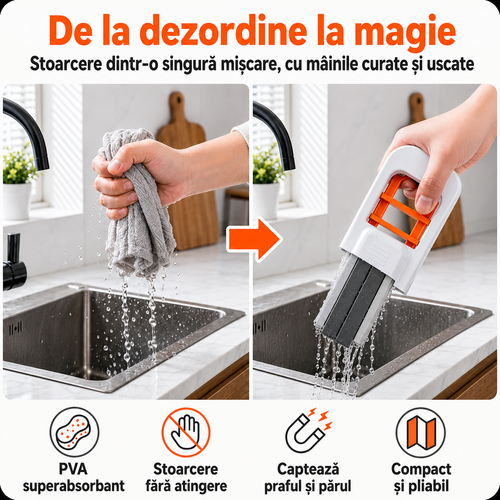 Mini Mop Reutilizabil cu Burete Absorbant